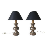 Pair of Florentine lamps in gilded wood, circa 1950.