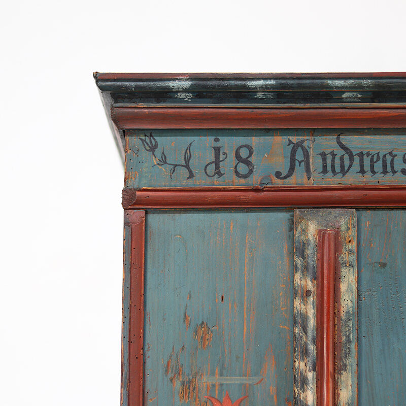 Rustic Farmhouse Folk Art Painted Bridal Wardrobe 1811