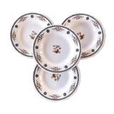 Set of 4 half-hollow Gien plates