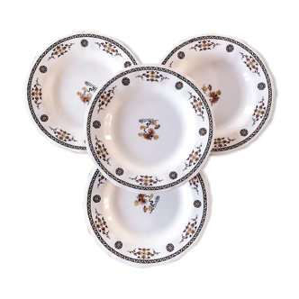 Set of 4 half-hollow Gien plates