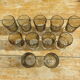 11 gray smoked glass foot glasses in excellent vintage condition
