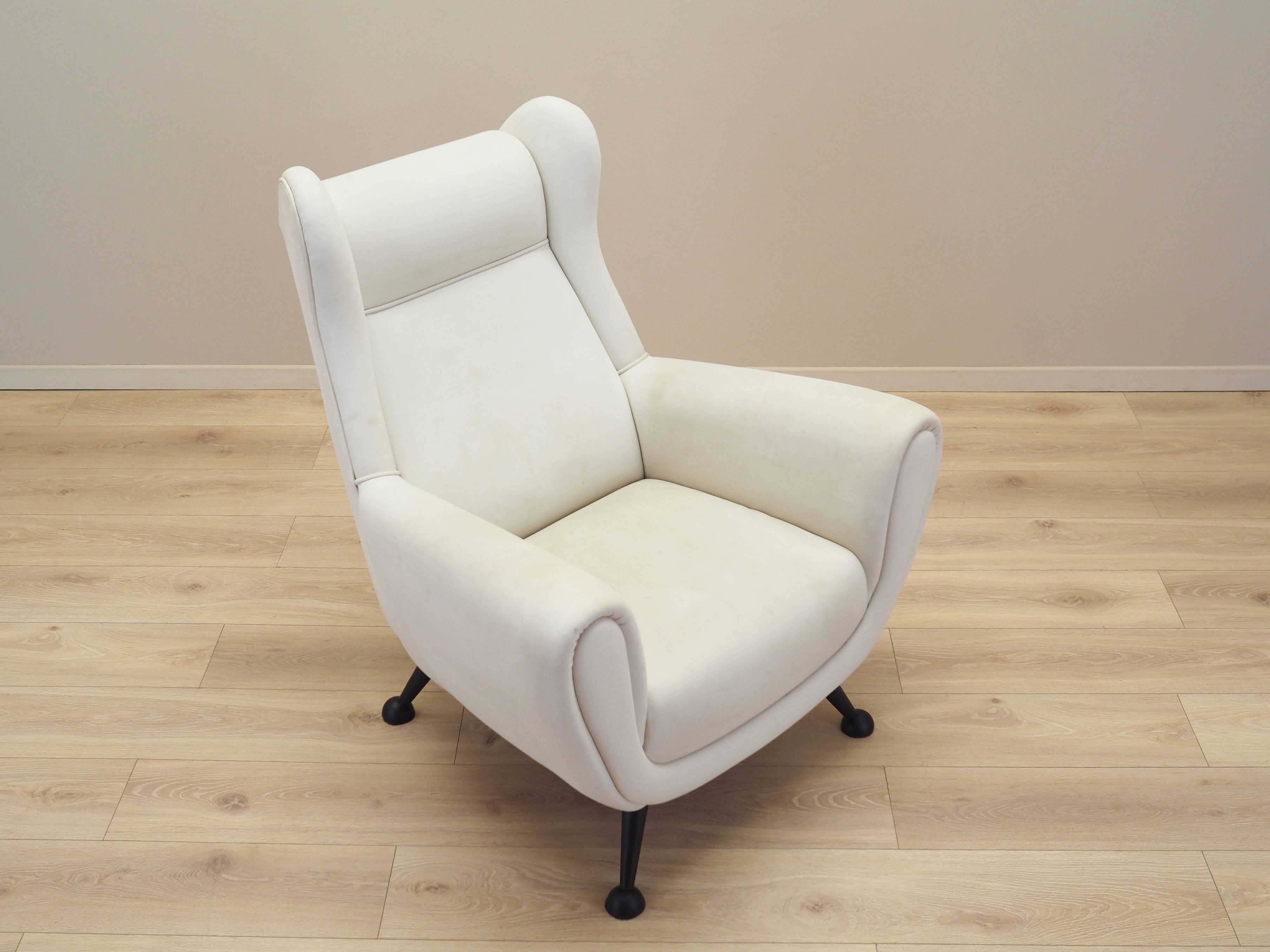 White armchair, Italian design, 1980s, production: Italy