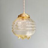 Space Age pendant light in yellow clear glass (13 available), 1960s-70s