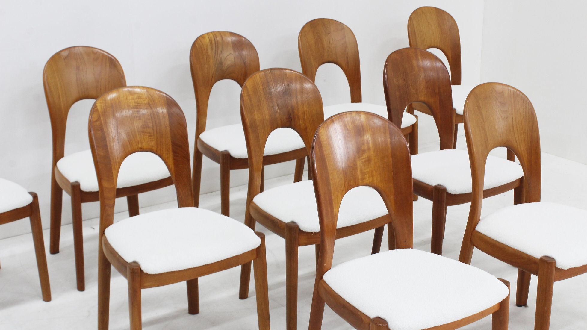 Vintage Danish dining chairs by Niels Koefoed solid teak, set of 10