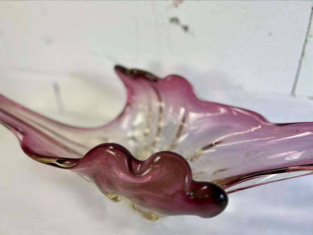 Vintage pink/green murano glass bowl/decor