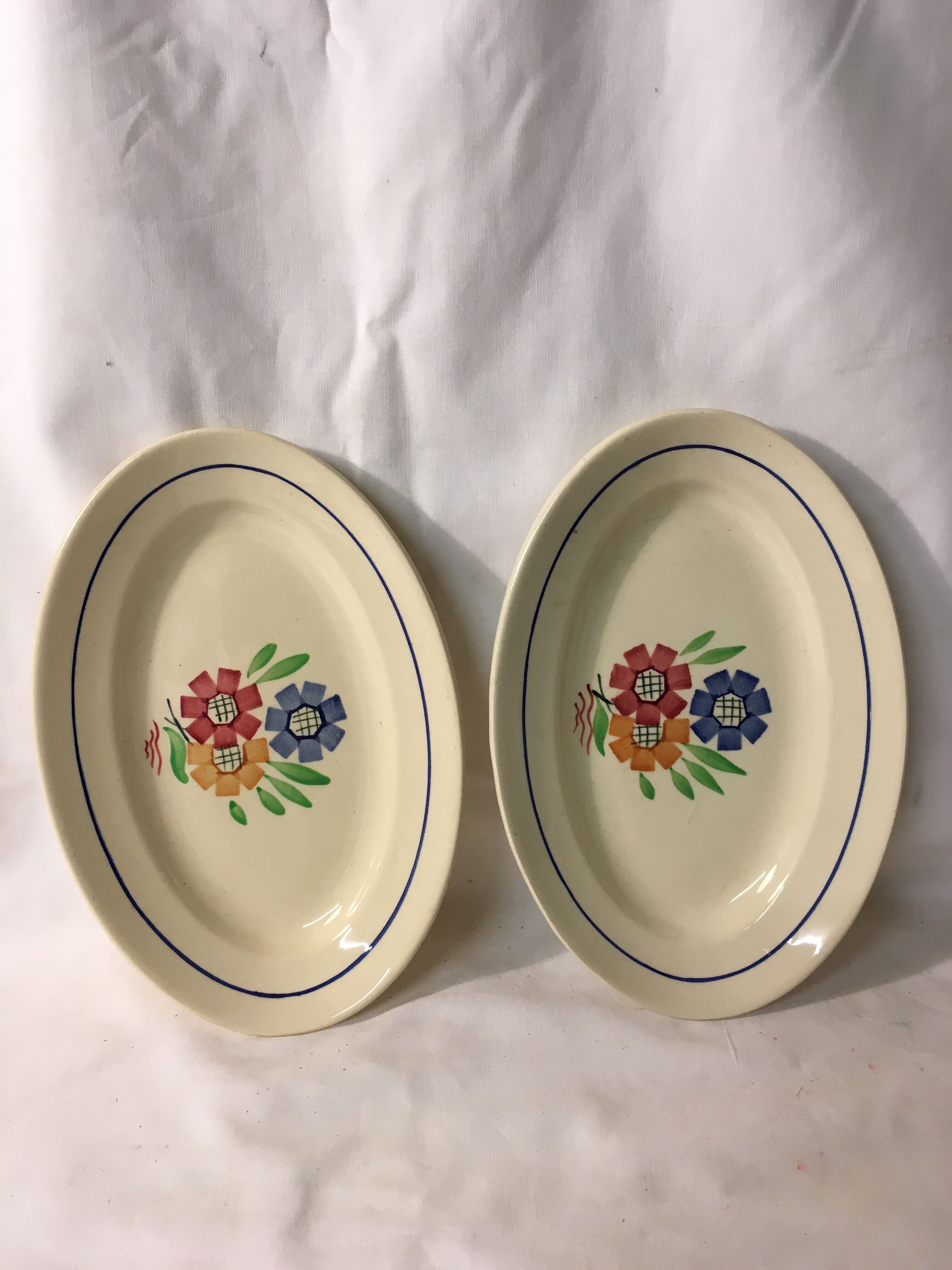 Duo of ravines in earthenware Lunéville model Agnes