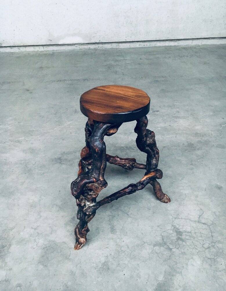 Handmade Vinewood and Oak Bar Stool, 1950s