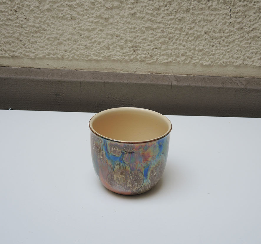 Old iridescent ceramic pot cover W. Germany