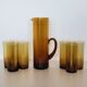 Vintage orangeade service in amber blown glass decanter & 6 glasses