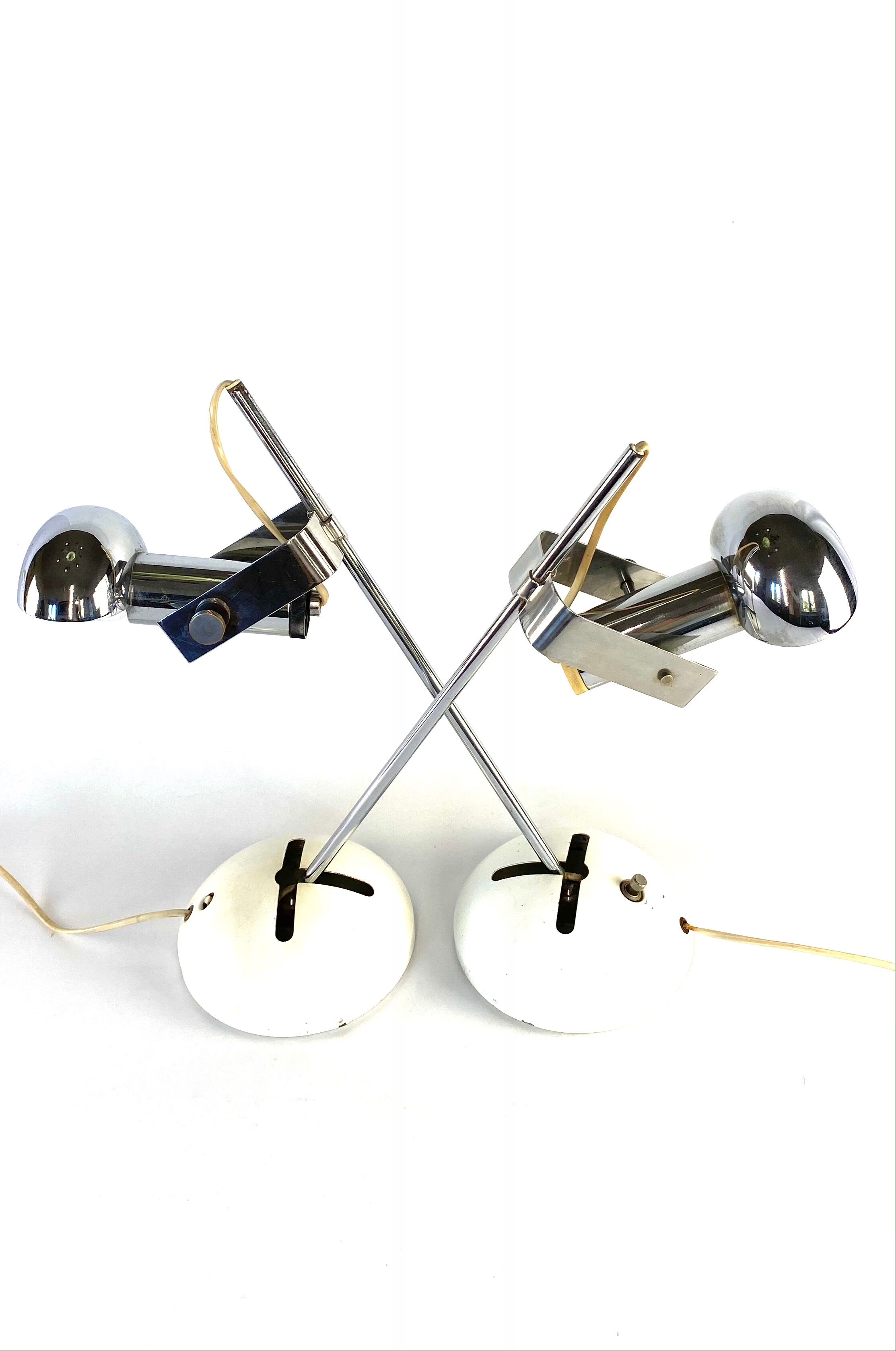 Paire de lampe de table T395 de Robert Sonneman pour Luci Milan, 1972