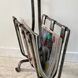 Vintage Brutalist Steel Magazine Rack