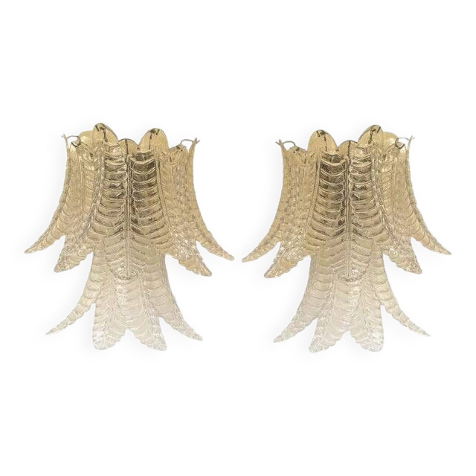 Transparent “Felci” Murano Glass Wall Sconces - A Pair