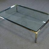 Glass and chrome metal coffee table by Philippe Parent France 1970's