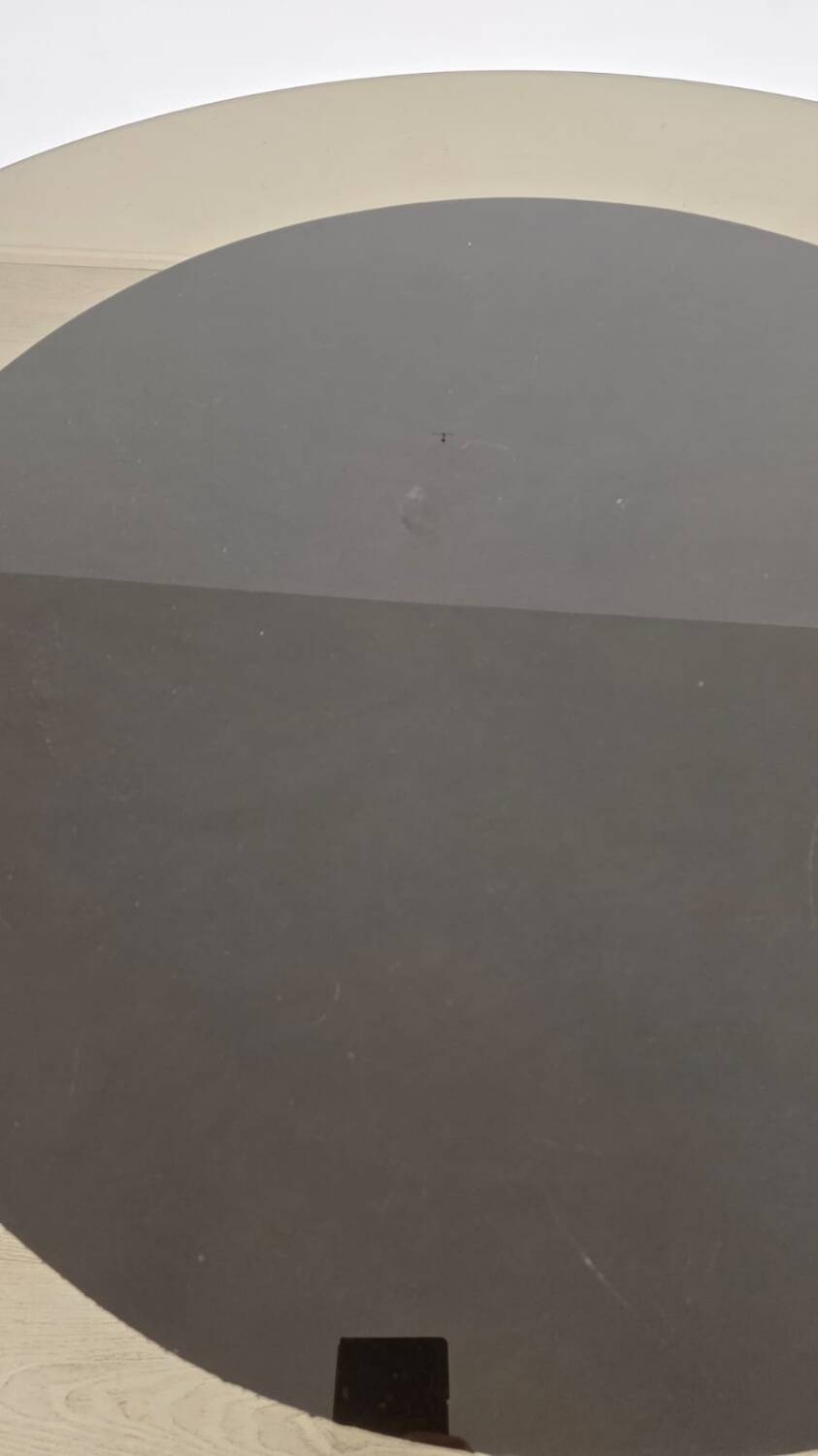 Round tulip table in smoked glass 1970