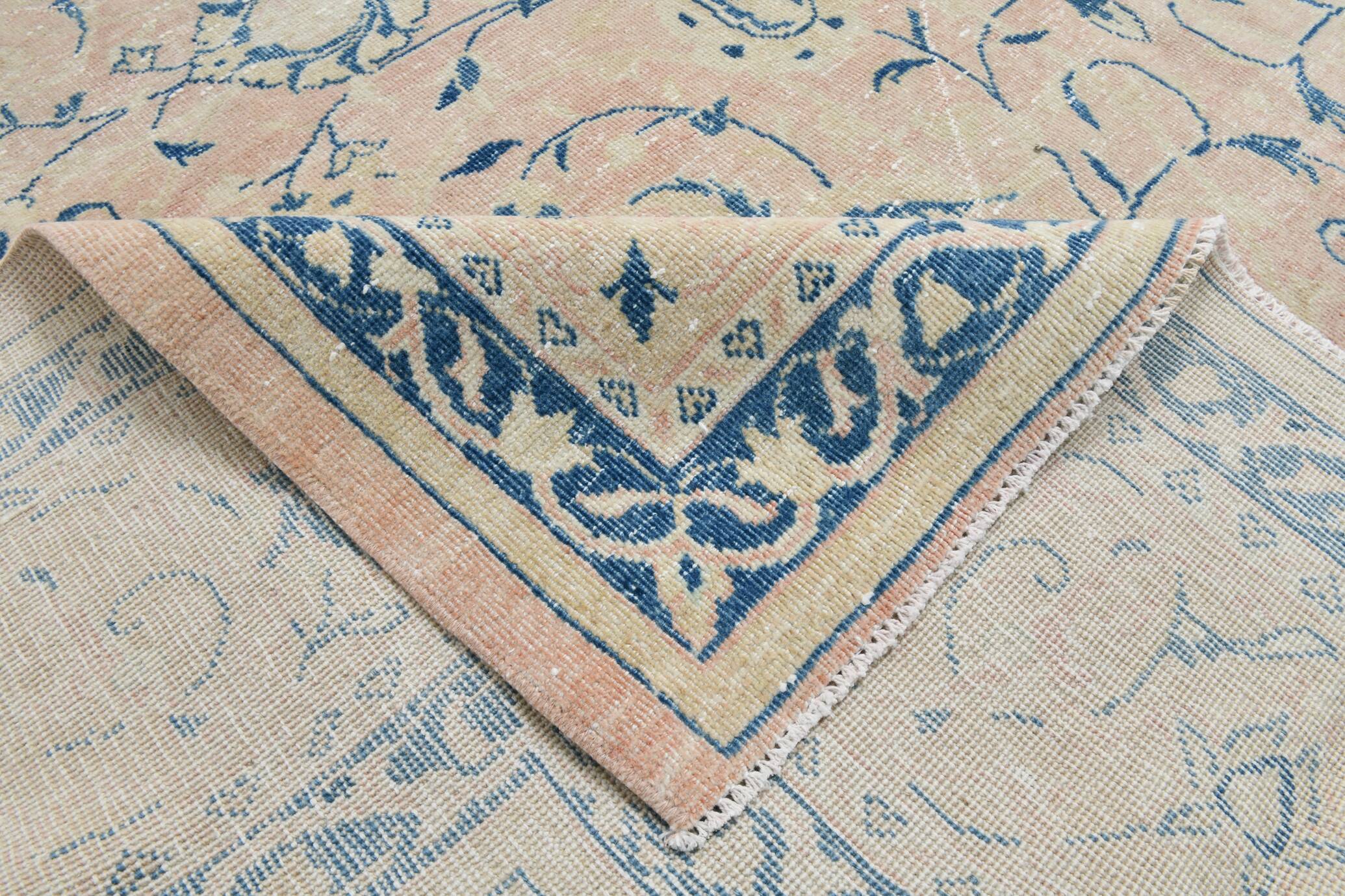 12x15 Soft Beige & Blue Classic Vintage Persian Rug, 274x397 Cm
