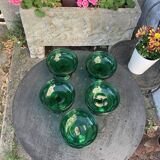 5 cups, vintage green glass verrines