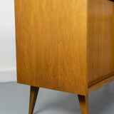Vintage walnut sideboard with sliding doors and drawers 1960s