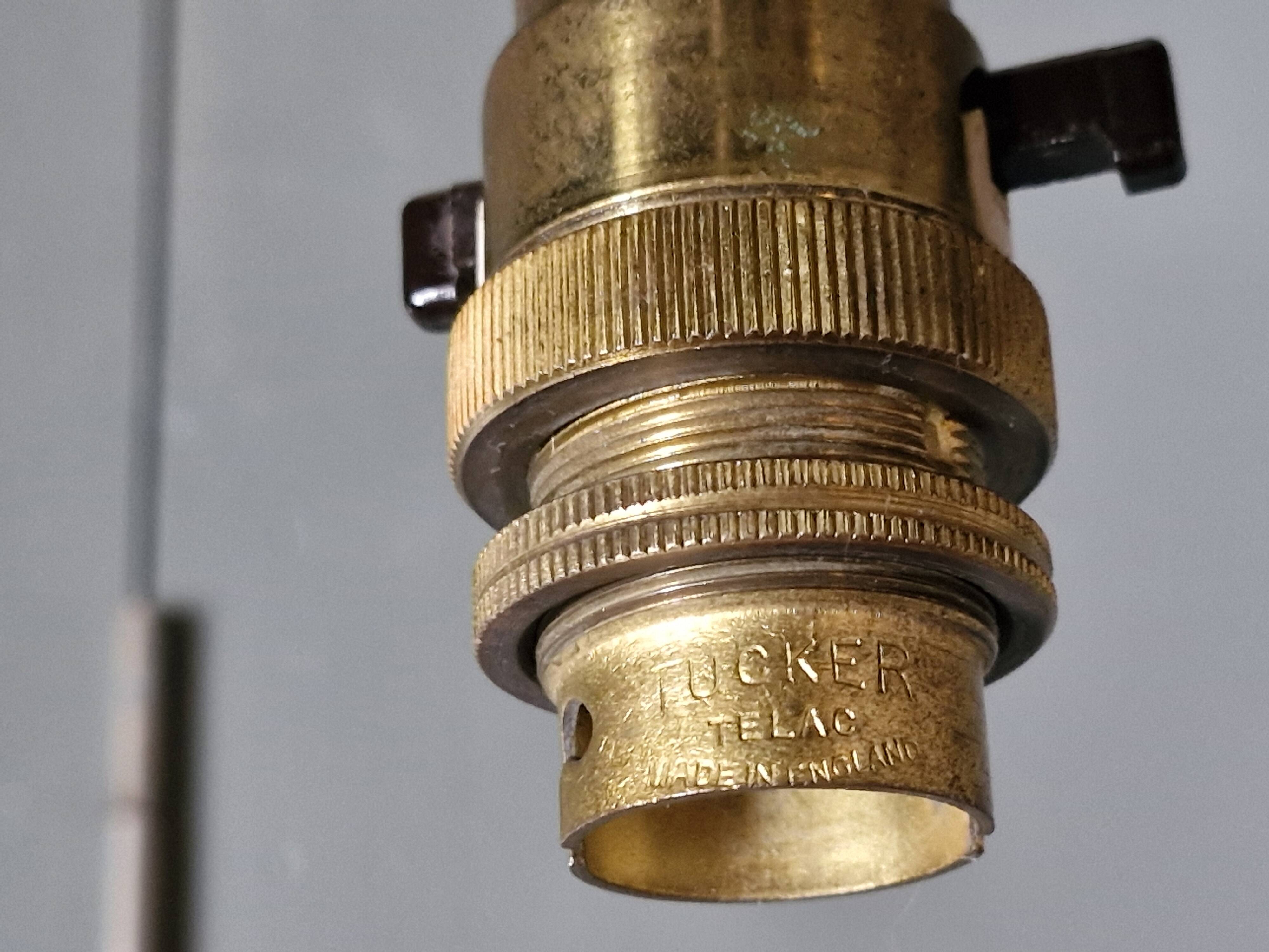 Old bronze lamp base, brown patina - Made in England