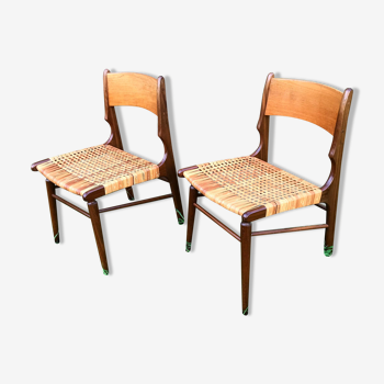 2 chairs tanned and teak 60s Scandinavian