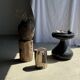 Brown and black petrified wood side table H35 D27 - 3333