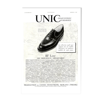 Affiche vintage années 30 Chaussures Unic