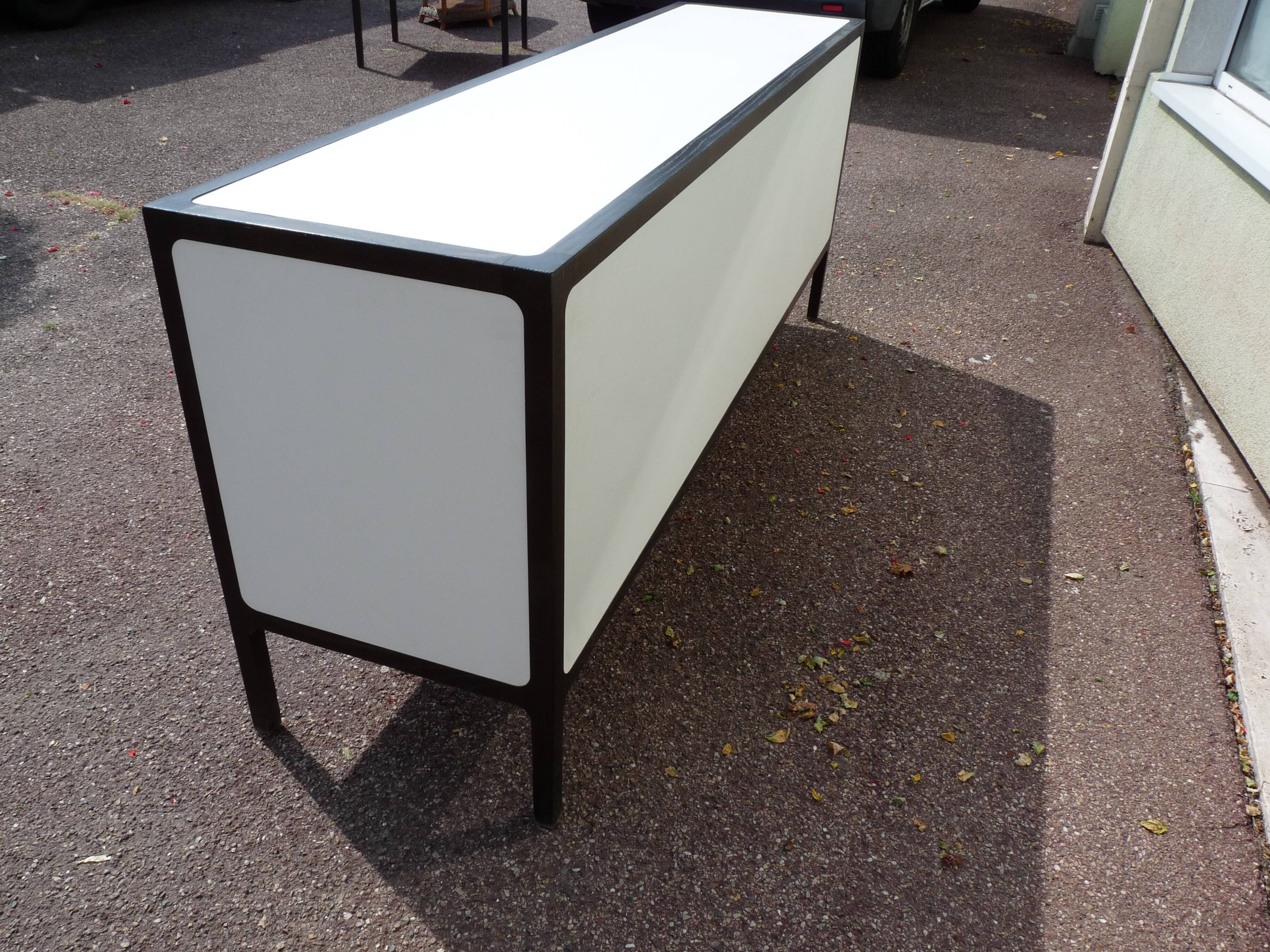 Wooden Sideboard - "Stollenlinie Brasilia" - German - 1960 - White - Black