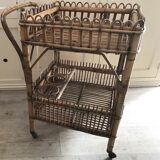 Wheeled rattan side table