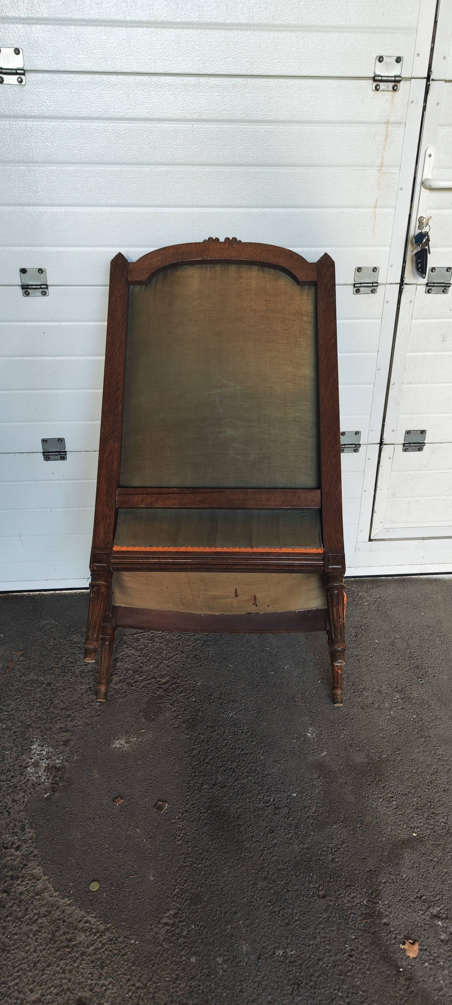 Large Louis XVI style bergère armchair in amber brown velvet