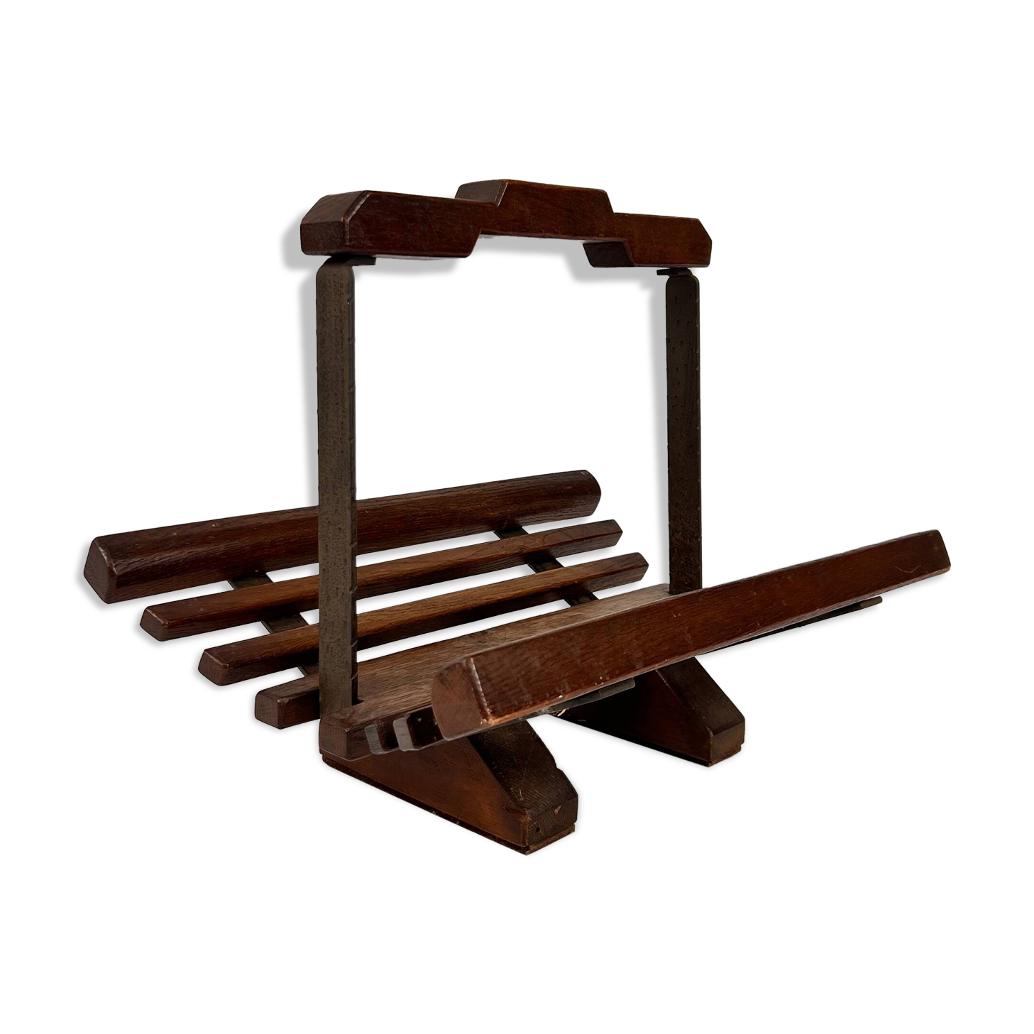 Modernist Oak Magazine Rack, 1970s