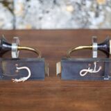 Pair of wall lamps, vintage wall lamp, two-tone brass wall lamp with lucite, lighting, decoration