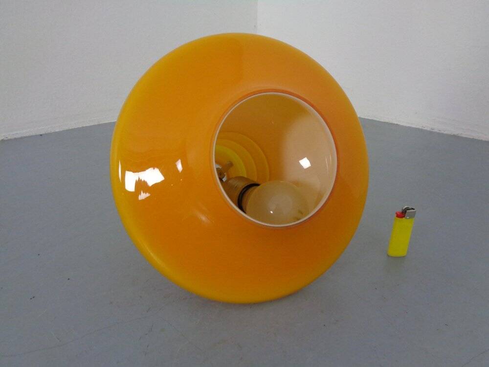 Orange glass ceiling light from Doria, Germany, 1960s.