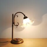 1960s brass and glass table lamp vintage