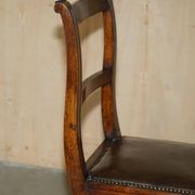 Victorian library chair, convertible, hardwood, leather, brass, circa 1880.