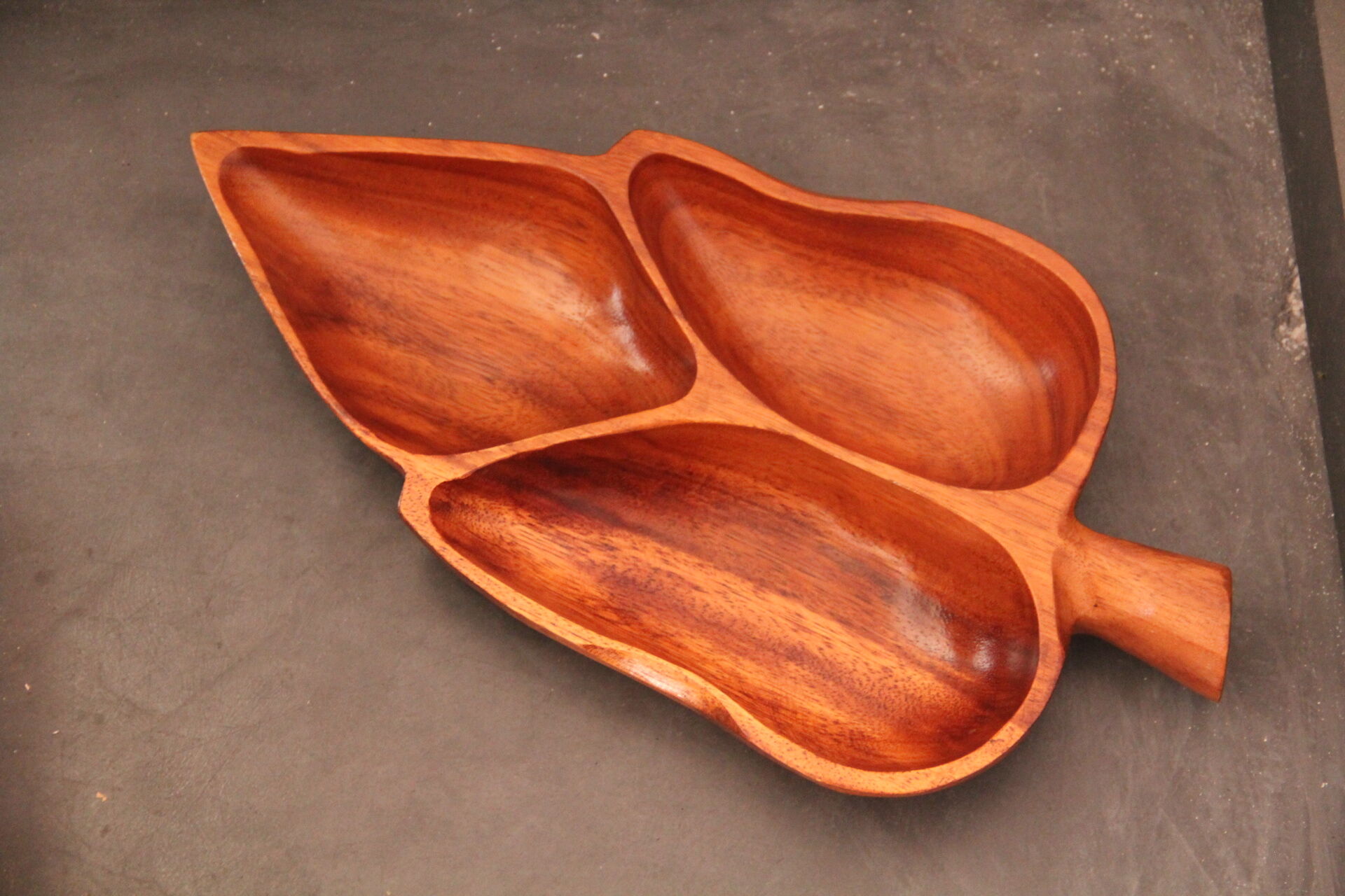 Exotic wooden aperitif tray, circa 1970