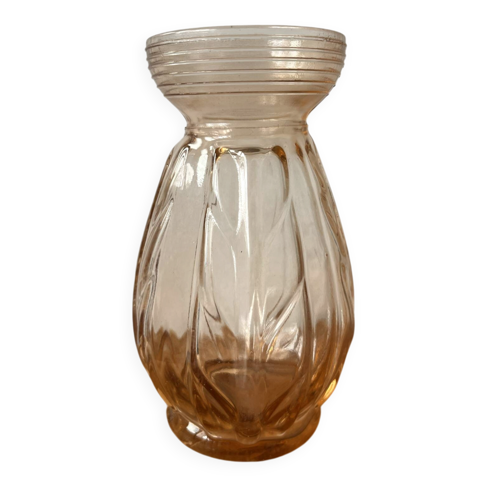 Vase pour bulbes verre rosé art déco 