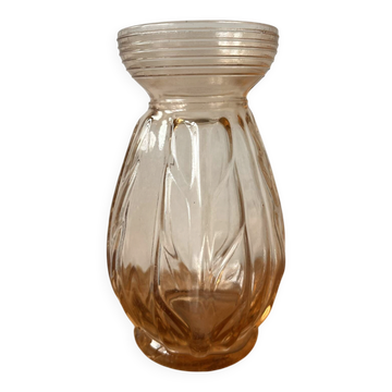 Vase pour bulbes verre rosé art déco 