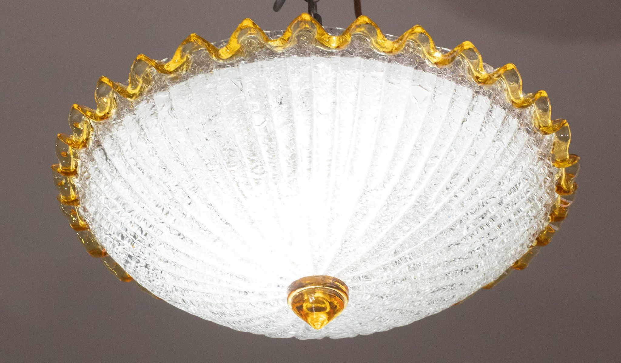 Set of 2 Italian Yellow Large Size Murano Glass Ceiling Fixture, Murano, 19