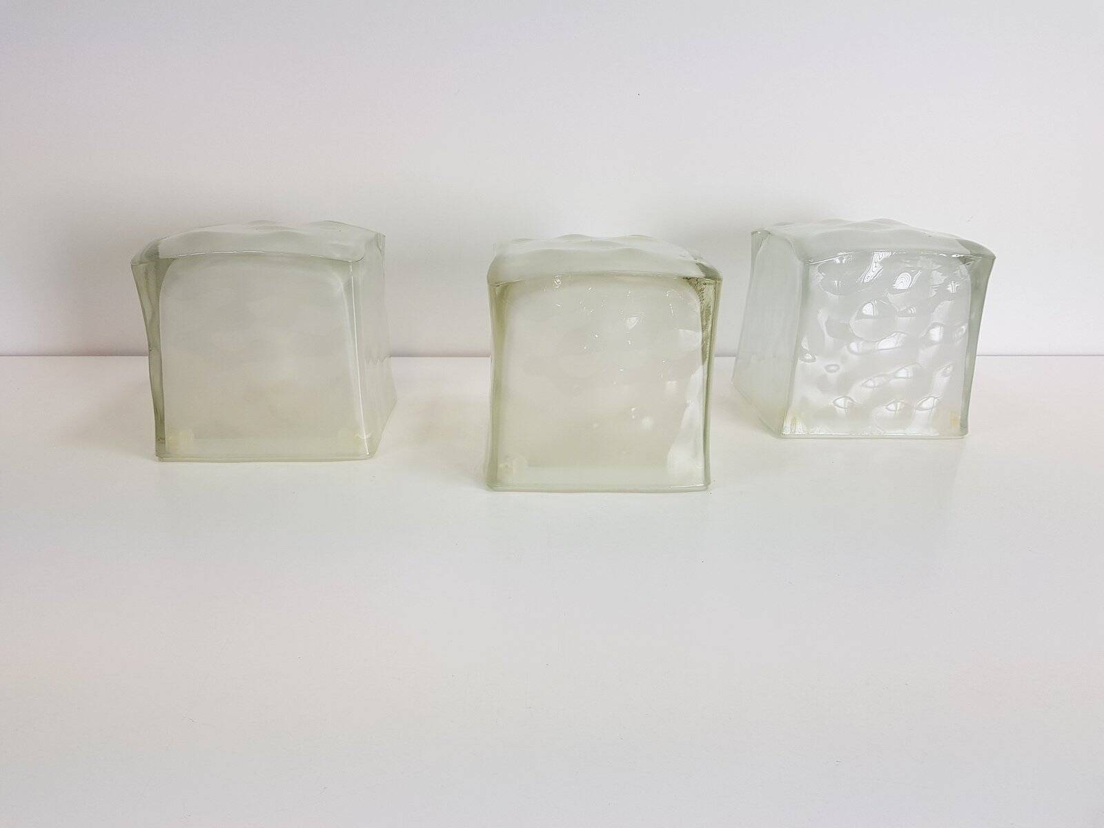 Iviken Ice Cube Table Lamp in Glass from Ikea, 1990s, Set of 3