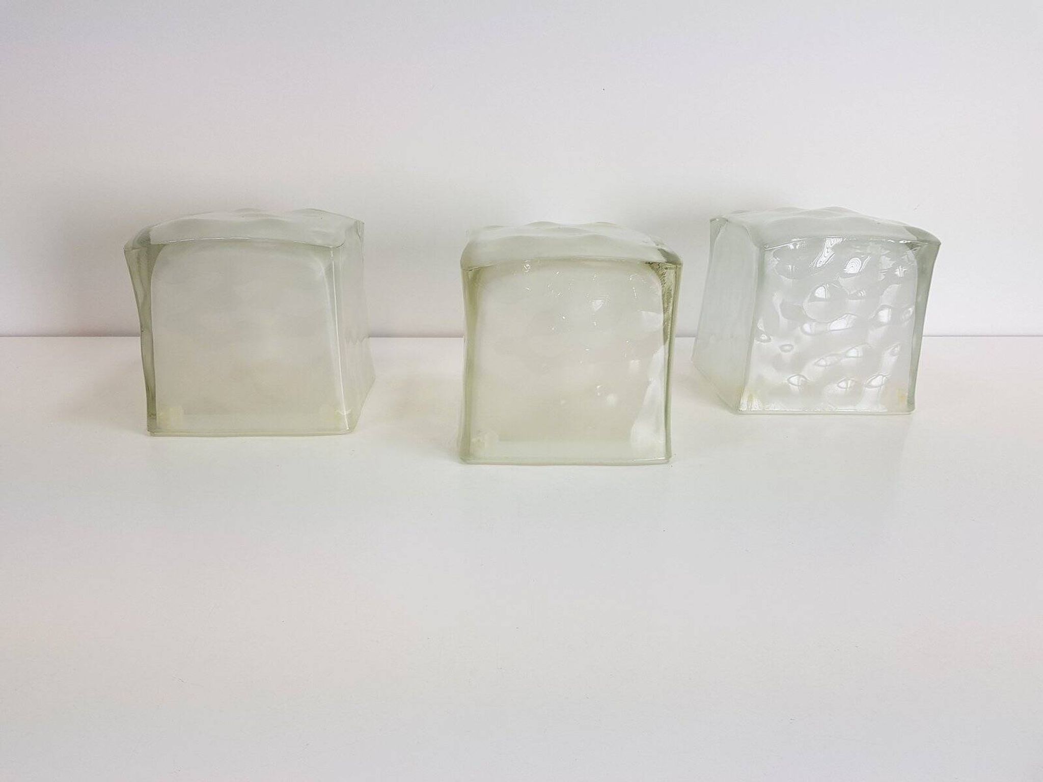 Iviken Ice Cube Table Lamp in Glass from Ikea, 1990s, Set of 3