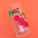 2 Verres décorés Poire / Cerise Reims France