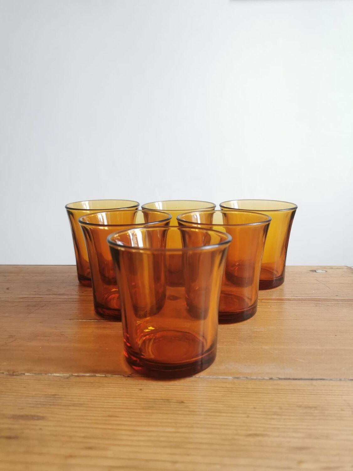 Set of 6 Duralex amber glasses