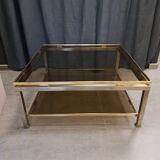 Table basse Guy Lefevre en acier et bronze