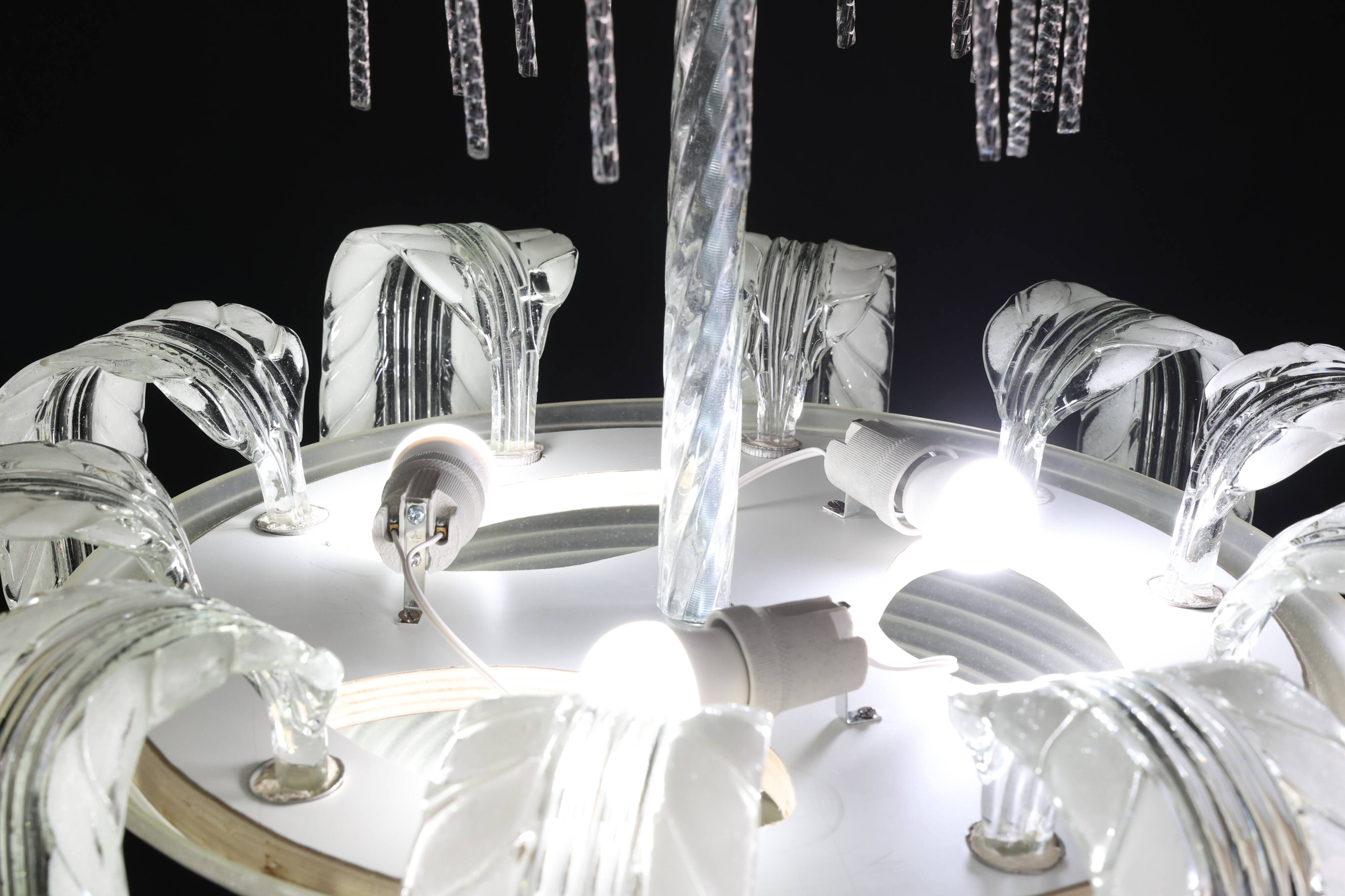 Museal Art Decò Ercole Barovier Murano Glass Chandelier, 1930