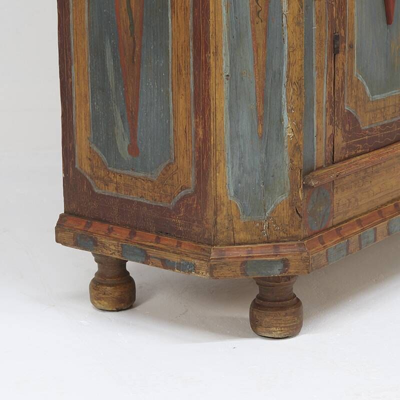 Armoire de mariée peinte art populaire de ferme rustique, 1827