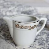 Vintage earthenware milk jug from Moulin des Loups – Gold floral motif