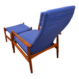Vintage Danish design Søren Ladefoged teak loungechair and ottoman