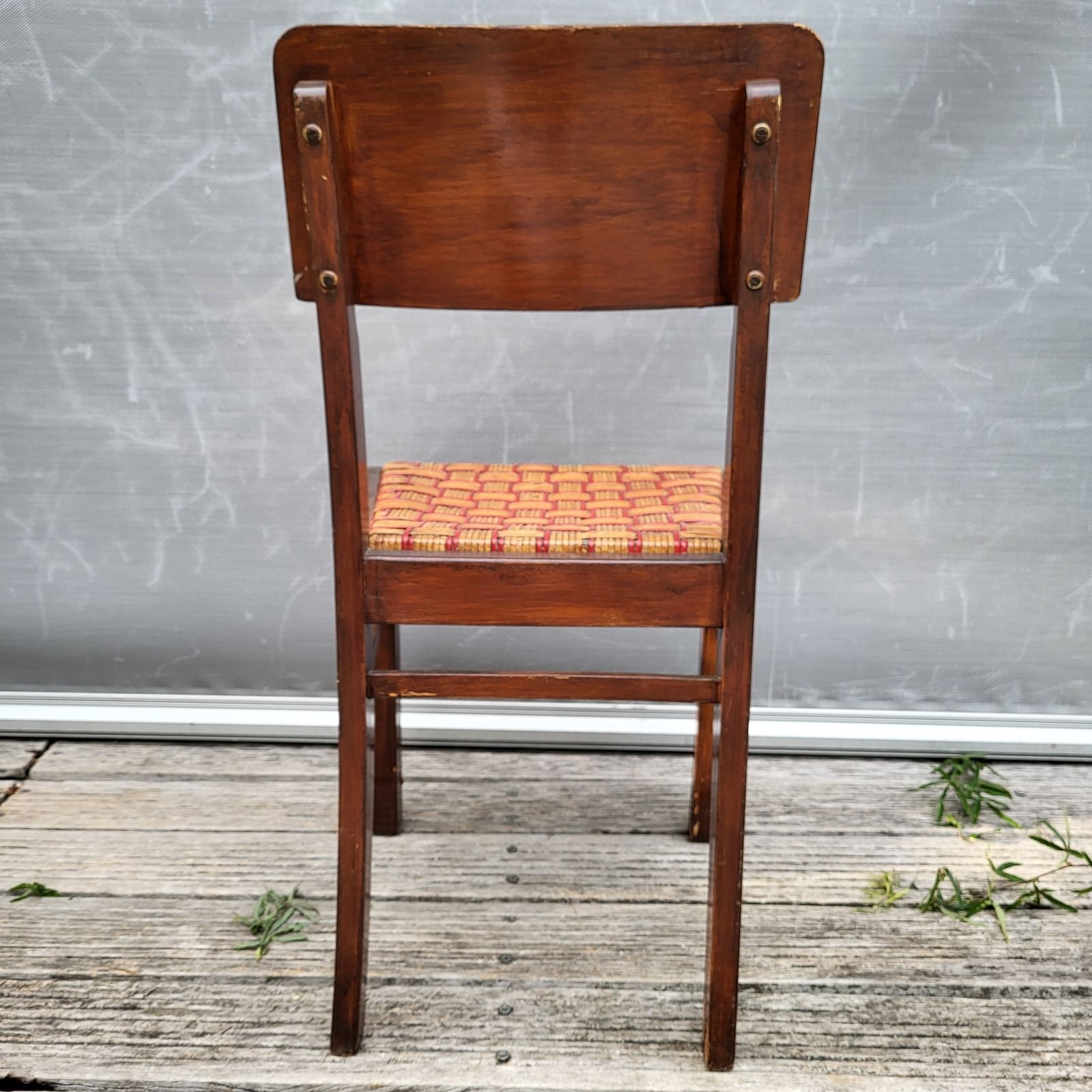Set de 2 chaises bistrot 1950 bois et rotin