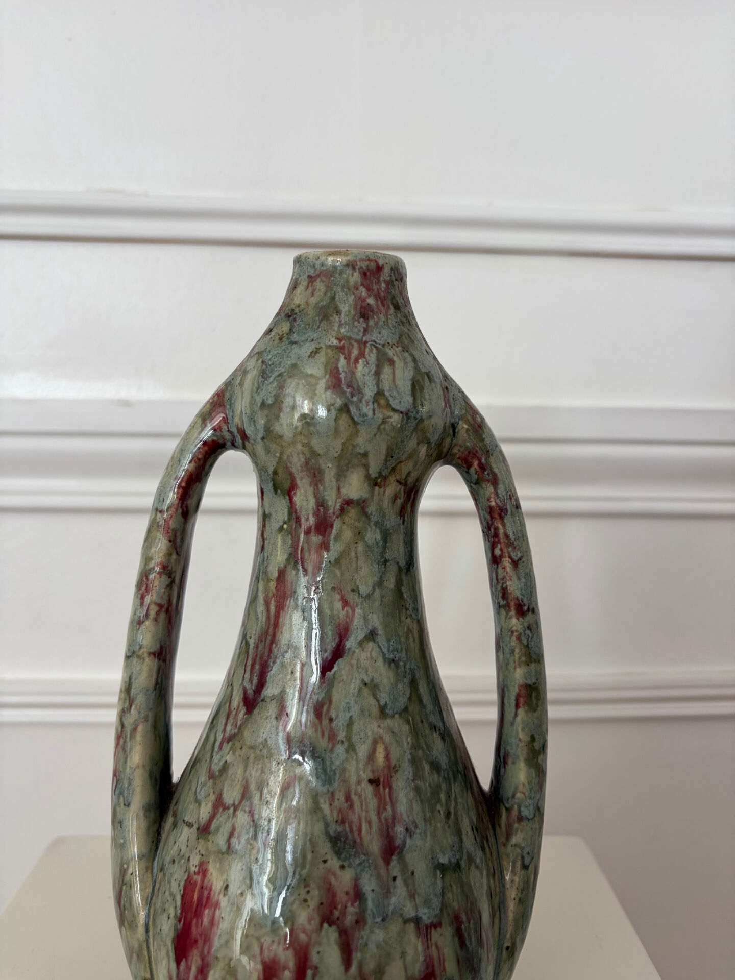 Art Nouveau ceramic vase with handles
