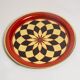 Vintage decorative plate in red, black, and gold metal, Poland, 1960s.
