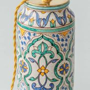 Granada Albarello Ceramic Table Lamp, Hand-Painted, New Silk Shade